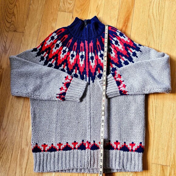 BROOOK BROTHERS Hand Knit Merino Wool Thick Fair Isle Full Zip Sweater XL $348 - Picture 8 of 10